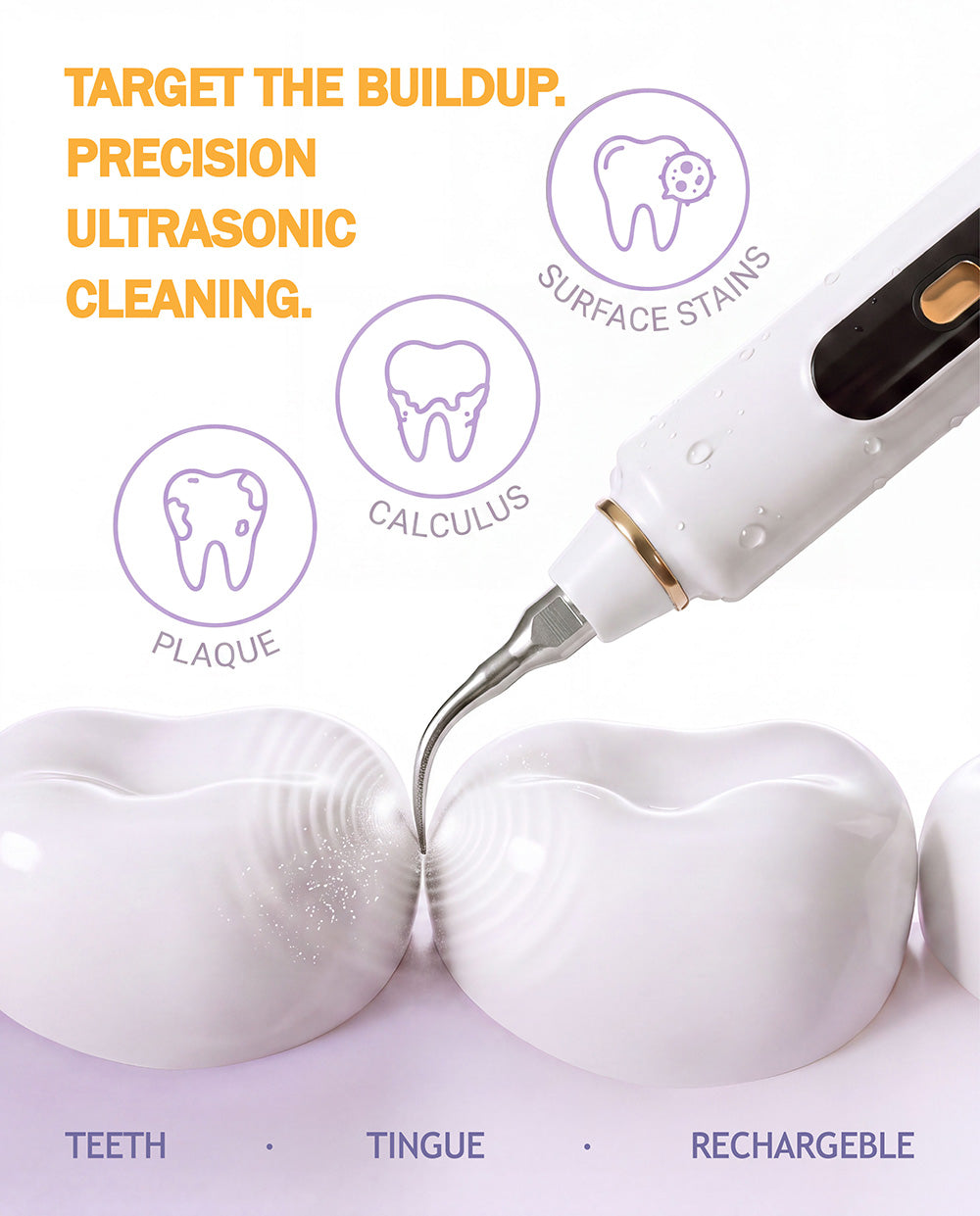 Ultrasonic Teeth Cleaner & Tongue Scraper Kit