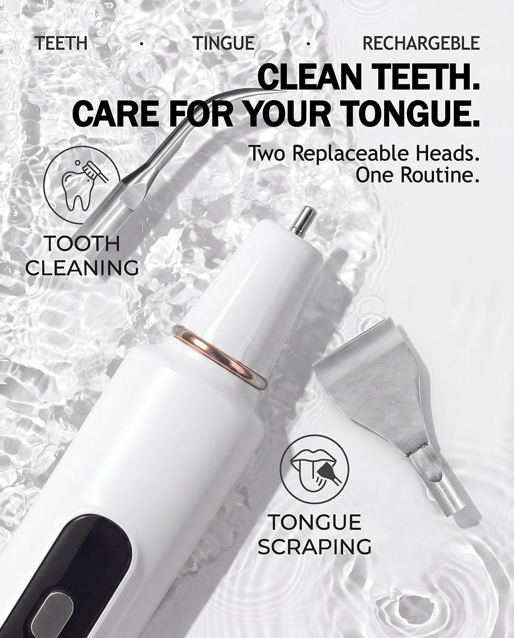Ultrasonic Teeth Cleaner & Tongue Scraper Kit