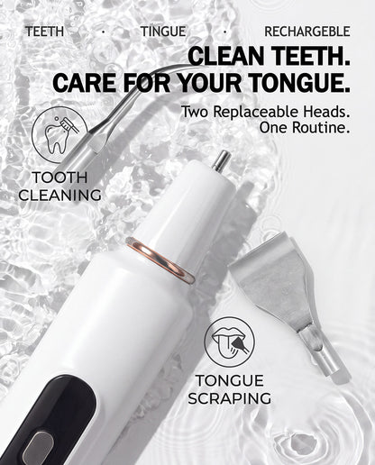 Ultrasonic Teeth Cleaner & Tongue Scraper Kit